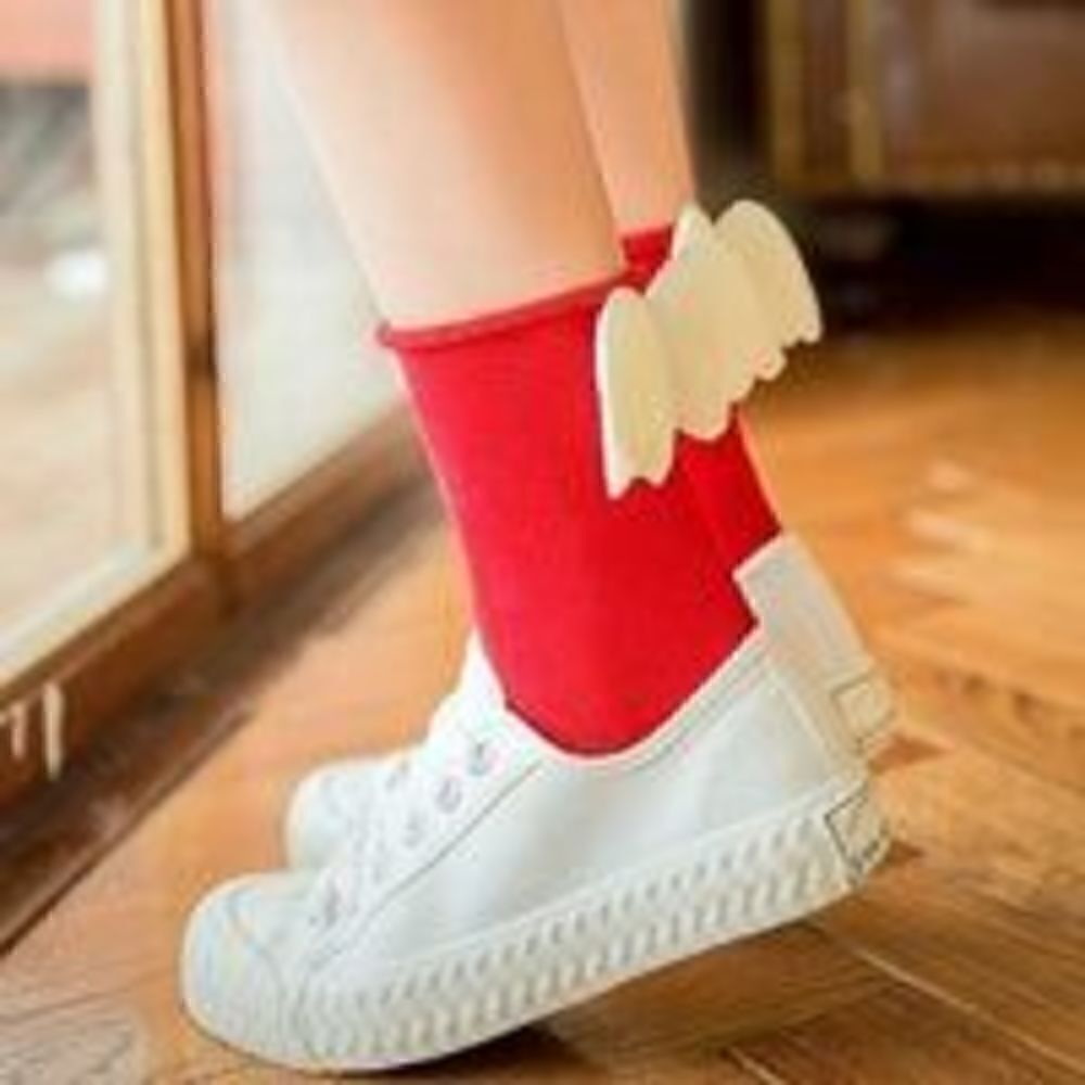 2 Pairs Girls Red Angel Wings Socks. NIP - Picture 2 of 5